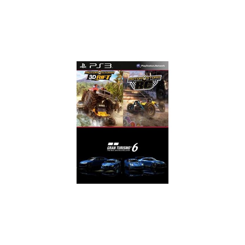3 JUEGOS EN 1 Gran Turismo 6 Mas MotorStorm 3D Rift Mas MotorStorm RC PS3