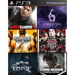 6 juegos en 1 Thief mas Saints Row 2 Ultimate Edition mas Edición digital de Sleeping Dogs mas Just Cause 2 Ultimate Edition mas